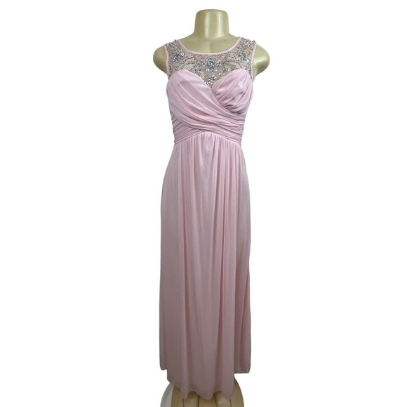 B.Darlin Women’s Pink Long Evening Gown Dress Sz 1/2 - Picture 1 of 7